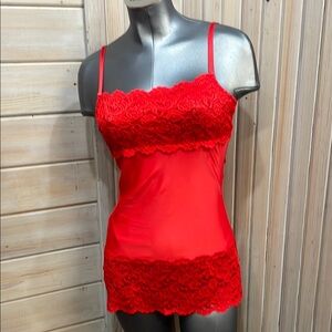 Red Lace Trim Camisole